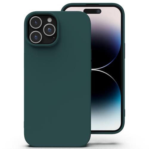 Zuvirelx Silikon Handyhülle für iPhone 14 Pro Max Hülle, Weiches Griff, Dünne, Minimalistisch, Stoßfest, rutschfest, Taschenpassend - Tiefgrün