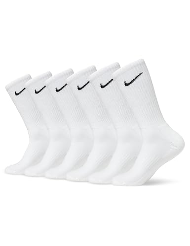 Nike Men's Everyday Cushion Crew-trainingssocken (6 Paar), White/Black, L