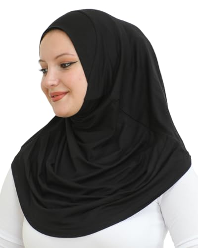 Prien Chic Hijab Für Damen, Türkisch Kopftuch Muslim, Frauen Konfektionskleidung Schal Kleider, Muslim Weicher Jersey Kopftücher, Burka, Easy Hijab Set, Muslimisch Abaya (Schwarz)