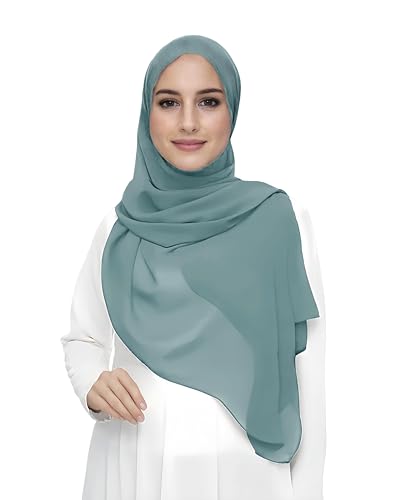 Lina & Lily Damen Muslim Premium Chiffon Hijab Kopftuch Schal aus Leicht Stoff (Eisblau)