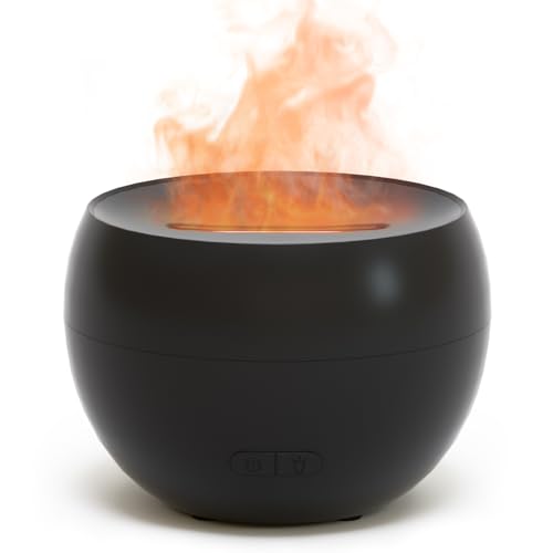 SALKING Aroma Diffuser Flammeneffekt, Aromatherapie Diffusor für ätherische Öle, Duftöldiffusoren Raumbefeuchter, LED Warmlicht Duftdiffusor für Baby, Zuhause Büro oder Yoga(Schwarz)