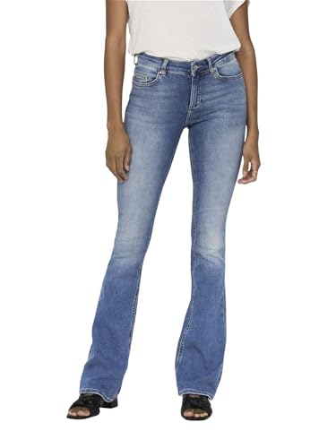 ONLY Damen Onlblush Life Mid Flared Dnm Tai467 Noos Jeans, Light Blue Denim, L / 30L EU