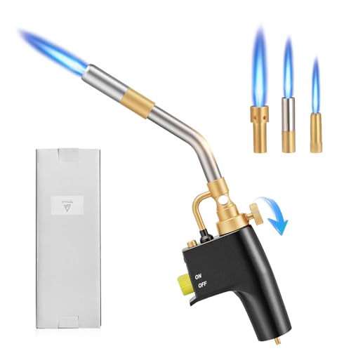 Trsaow MAPP Propan-Fackel mit 3 Düsen, Hohe Intensität Propan Torch Kit für Hartschweißen und Grillen, Schwerlast-Gasbrenner CGA600 MAP/Propan, Gasflaschen nicht enthalten