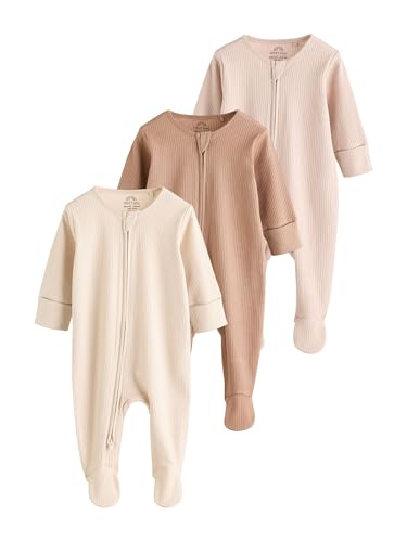 NEXT Baby Babystrampler Zwei-Wege-Reißverschluss, 3er-Pack Beige 50