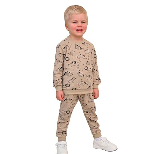 deiko Kinder Jungen Mädchen Unisex Kleidung%100 Baumwolle Outfit Kinder Kleidung Set | 2tlg langärmliges Oberteil und Hose mit Taschen