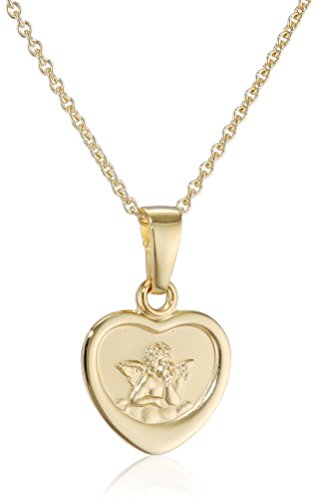Xaana Mädchen-Anhänger Schutzengel herzform aus 333er Gelbgold inkl. vergoldeter Silberkette 36/38 cm AMZ00147