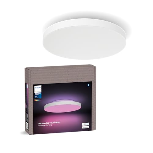 Philips Hue White and Color Ambiance Datura Deckenleuchte Klein, ⌀38,4 cm, warm- bis kühlweißes Licht, rund, Bluetooth kompatibel, Sprachsteuerung mit Alexa, Apple Home & Google Assistant, weiß