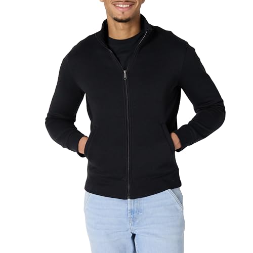 Amazon Essentials Herren Fleece-Jacke mit durchgehendem Reißverschluss, Schwarz, XL