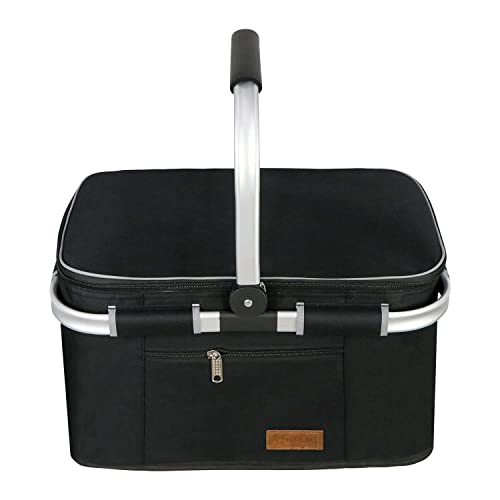 ABIUBIU 35L Kühltasche Einkaufskorb Picknickkorb Große isolierte Kühlkorb Lunchtasche Thermo Tasche für Büro Camping Picknick Reisen Seitenstütze Aufrecht Halten