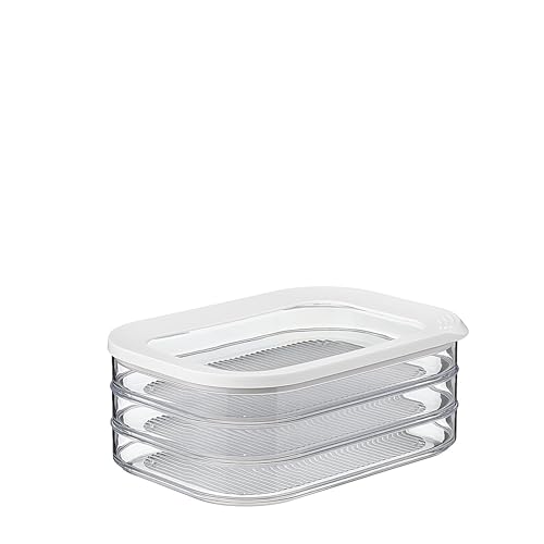 Mepal - Vorratsbehälter Wurstwaren Modula 3-lagig - Kühlschrank - Vorratsbox mit Deckel - Geeignet zur Aufbewahrung von Fleischprodukten - 3 Separate Kühlschrank - Vorratsboxen - 1650 ml - White