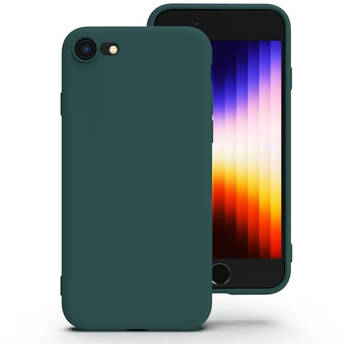 Zuvirelx Silikon Handyhülle für iPhone SE 2nd 3rd 2020/2022, iPhone 8/7 Hülle, Weiches Griff, Dünne, Minimalistisch, Stoßfest, rutschfest, Taschenpassend - Tiefgrün