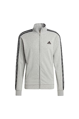 adidas Herren Basic 3-Stripes French Terry Track Suit, Medium Grey Heather/Black, XXL