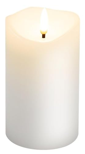 goobay LED Kerzen Echtwachskerze Weiß 7,5x12,5 cm Mit Timerfunktion 3D-Docht Batteriebetrieben Warmweiß, Teelicht für Stilvolle Deko, Sicher Und Elegante Beleuchtung 77775