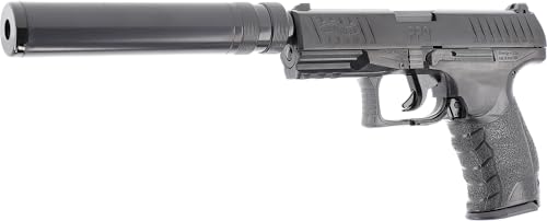 Walther Airsoft Pistole PPQ Navy Kit, Federdruck Waffe mit < 0,5 Joule, inkl. Schalldämpfer-Attrappe 100 x 6 mm BB Soft-Air Kugeln und zweitem Magazin