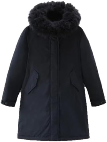 Woolrich Langer Parka mit Kaschmir-Fur Melton Blau, blau, XL