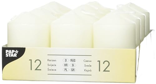 12 Stumpenkerzen Ø 40 mm · 60 mm elfenbein