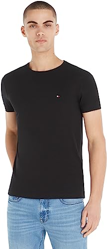 Tommy Hilfiger Herren T-Shirt Kurzarm Core Stretch Slim Fit, Schwarz (Black), M