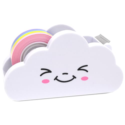 Mritrit Tischabroller Klebeband Klebebandspender Cute Klebebandabroller und Regenbogen Klebebandrolle Klebeband Abroller in Form von Wolke Büroartikel, Kleine Tape Dispenser für Schule, Zuhause, Büro