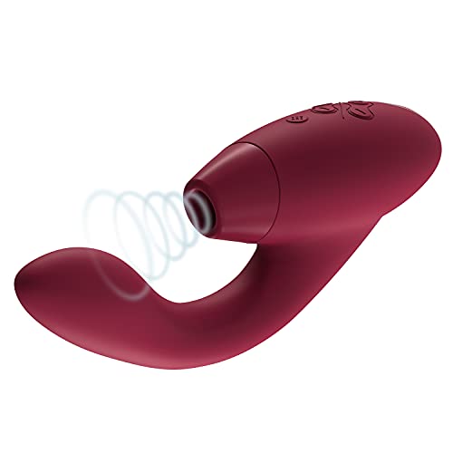 Womanizer DUO 1 Rabbit-Vibrator & G-Punkt Stimulator mit Klitoris-Sauger, doppelte Stimulation mit je 12 Intensitätsstufen, Bordeaux Gold