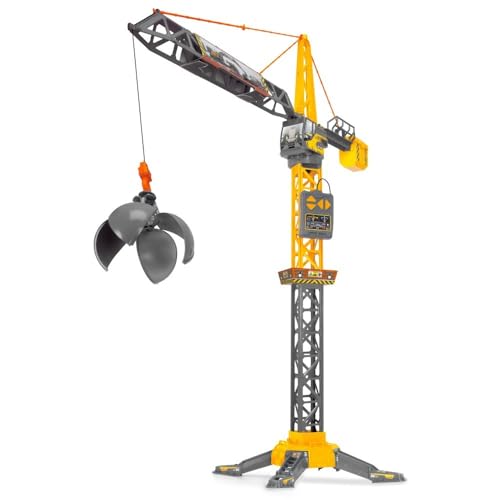 Dickie Toys Mighty Crane (110 cm) - Spielzeug Kran mit 360°-Drehung, Abrissbirne & Greif-Funktion - Ferngesteuerter Kran Spielzeug für Kinder ab 3 Jahre mit Kabel-Fernbedienung - 203729022