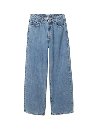 TOM TAILOR Mädchen Kinder Wide Leg Fit Jeans , 10152 - Mid Stone Bright Blue Denim, 164