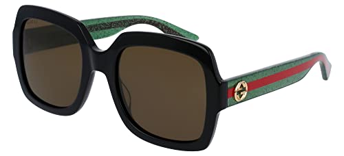 GUCCI Womens GG0036SN Sunglasses, Black-Green-Brown, 54
