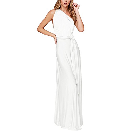 Langes Maxikleid für Damen, schulterfrei, sexy, für Hochzeit, Brautjungfer, Abendkleid, bodenlang, für Abschlussball und Abendveranstaltungen Gr. X-Small, weiß