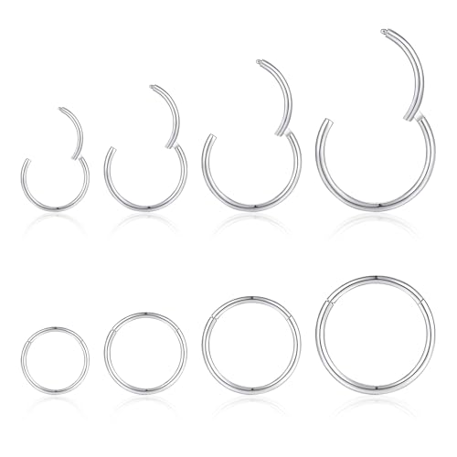 jagosen Nasenpiercing Ring Silber 8stk 18g Nasenring Nostril Septum Piercing Rings Set Chirurgenstahl Dünn Lippenpiercing Septum Clicker Knorpel Piercing Ohr Für Damen Männer 8mm/10mm/12mm/14mm