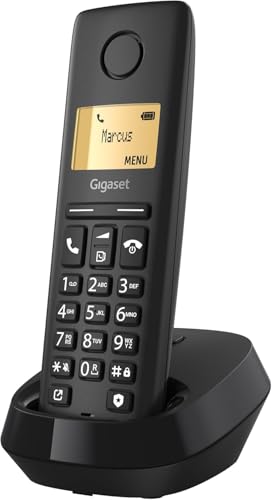 Gigaset Pure 120 - Schnurloses Telefon mit Anrufschutz und ECO DECT - beleuchtetes Display - Hörgerätekompatibel, anthrazit schwarz [Kompatibel in DE, IT, FR, NL, BE, Che, AUT]