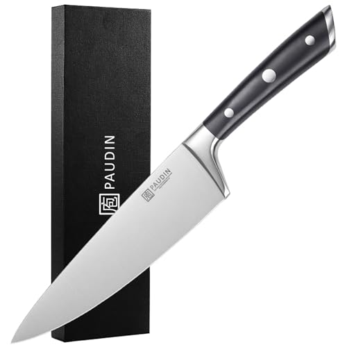 PAUDIN Kochmesser 20 cm Chefmesser profi Küchenmesser aus Deutscher Hochgekohlter Edelstahl scharfer superhart langlebig Ergonomischer Griff