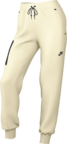 Nike Sportswear Tech Fleece Jogginghose Mit Mittelhohem Bund Für Damen, Pale Ivory/Black, HV6779-110, M