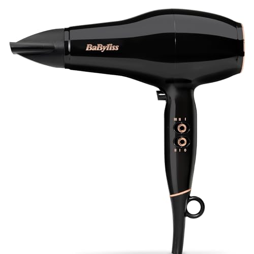 BaByliss Haartrockner Pro Power – Leistungsstarker 2300W Föhn, Professioneller Salon-AC-Motor, Anti-Frizz Ionen-Technologie, 3 Temperatureinstellungen & 2 Geschwindigkeitsstufen, Schwarz, D5245E