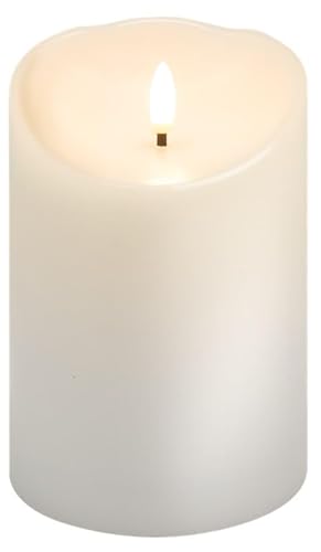 goobay LED Kerzen Echtwachskerze Weiß 10x15 cm Mit Timerfunktion 3D-Docht Batteriebetrieben Warmweiß, Teelicht für Stilvolle Deko, Sicher Und Elegante Beleuchtung 77776