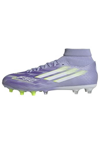 Adidas Damen F50 SPARKFUSION League W Mid Firm Ground/Artificial Ground Football Boots, Violet Tone/Lucid Lemon/Purple Rush, 39 1/3 EU