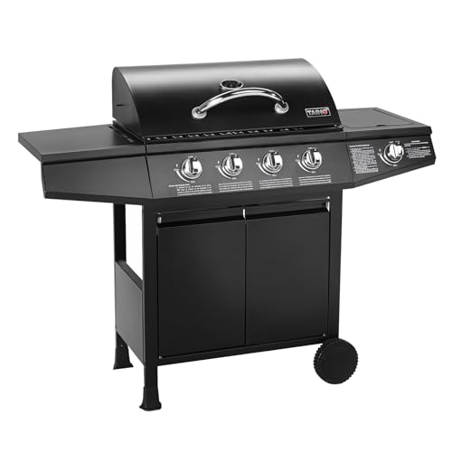 TAINO BASIC 4+1 BBQ Gasgrill Grillwagen Edelstahl-Brenner + Seitenkocher Grill TÜV (BASIC 4+1 Gasgrill)