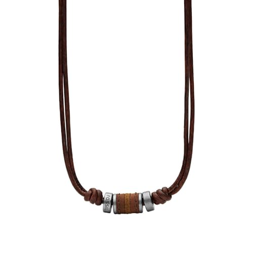Fossil Halskette Für Männer Vintage Casual, Braun Leder Halskette, JF00899797
