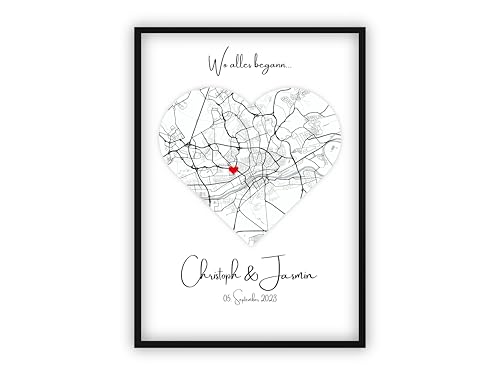 dockyardos® Personalisierbares Koordinaten Poster „Wo alles begann“ | Geschenk für Paare, Freundin oder Frau | Individuelles Wandbild zum Jahrestag, Valentinstag & Geburtstag