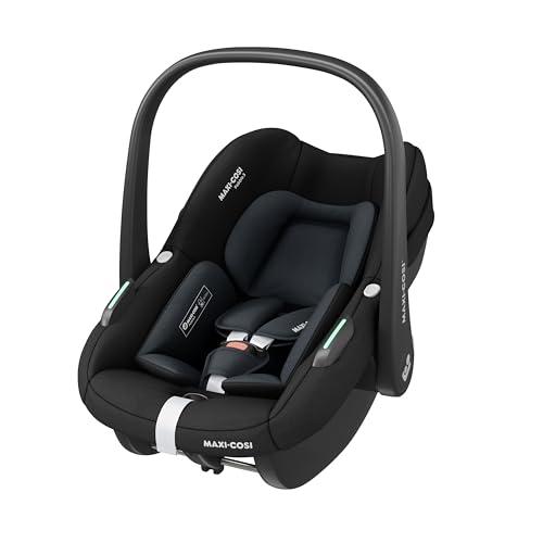 Maxi-Cosi Pebble i-Size, Babyschale, 0–15 Monate, 0–13 kg, 40–83 cm, leichter i-Size Kindersitz, Click&Go-Installation, G-CELL Seitenaufprallschutz, Sitzverkleinerer, Tonal Black