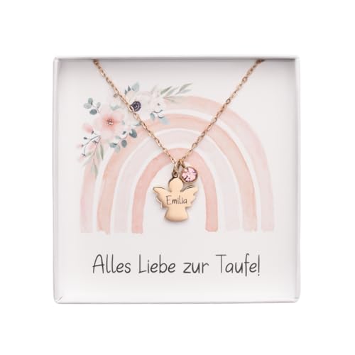 Personalisierte Kette ｜Geschenk zur Taufe ｜Geschenk Patenkind｜Halskette Kommunion｜ Schutzengel Taufkette