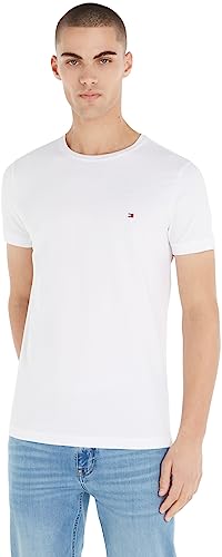 Tommy Hilfiger Herren T-Shirt Kurzarm Core Stretch Slim Fit, Weiß (White), XXL