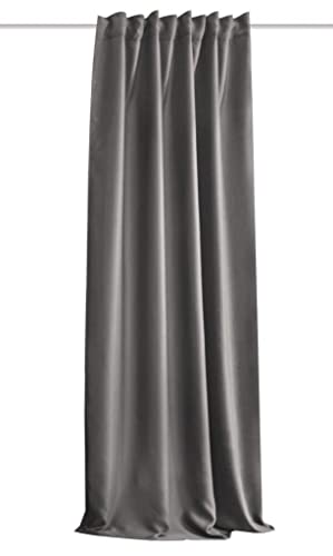 HOMEbasics | Akustikvorhang Uni | ACUSTICO | Lärm-, Hitze-, Kälte- und Zugluft-Schutz + abdunkelnd | grau | 225 x 135 cm
