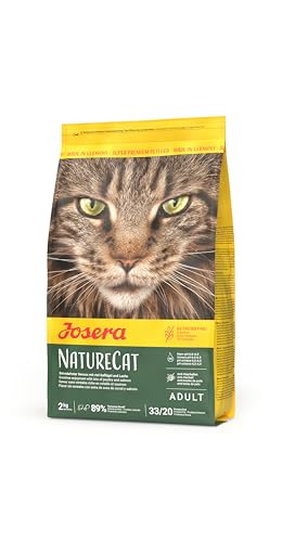 JOSERA NatureCat (1 x 2 kg) | Adult | Premium Trockenfutter für ausgewachsene Katzen | Lachs & Geflügel | erlesene Kräuter & gesunde Früchte | getreidefrei | Katzenfutter | 1er Pack