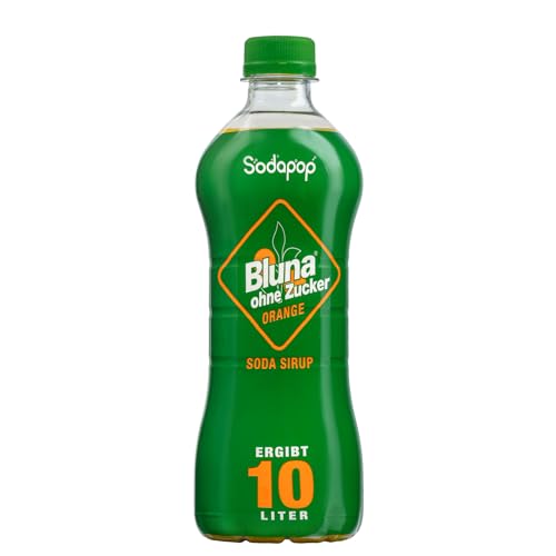 Sodapop Bluna Sirup Orange ohne Zucker, fruchtiges Getränkekonzentrat, kalorienarm und zuckerfrei, 1 Flasche ergibt 10 L Fertiggetränk, 500 ml