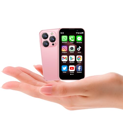 Mini-Smartphone für Kinder, 7,6 cm (3 Zoll) HD-Bildschirm, 2 GB RAM + 16 GB ROM, Face ID, winziges WLAN-Backup-Handy, Rosa