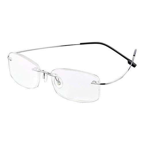 KoKoBin Randlos Lesebrille super Light Titan Lesehilfe für Damen und Herren(silber,+1.5)
