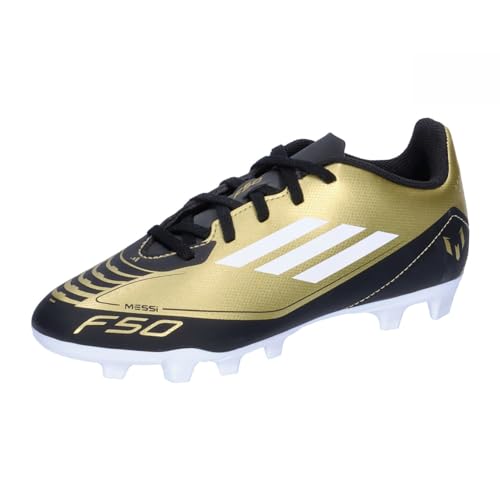 Adidas Unisex F50 Club Messi Football Boots Flexible Ground, Gold/Footwear White/Carbon Black, 42 EU