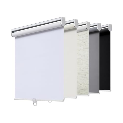AOSKY Rollos Verdunkelnd ohne Kordel für Fenster & Türen mit Federsystem - UV-Schutz Rolladen Raumverdunkelung für Zuhause & Büro (100cm B x 180cm H, Weiß)