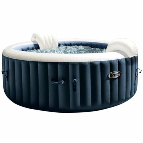Intex 28430EX - Whirlpool aufblasbar PureSpa Bubble Massage, 4 Personen, 140 Düsen, Heizung, PVC, Navyblau, ⌀ 196x71 cm