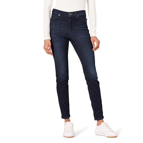 Amazon Essentials Damen Elastische Skinny-Jeans Mittelhoher Bund - Auslaufmodell, Dunkle Waschung, 42