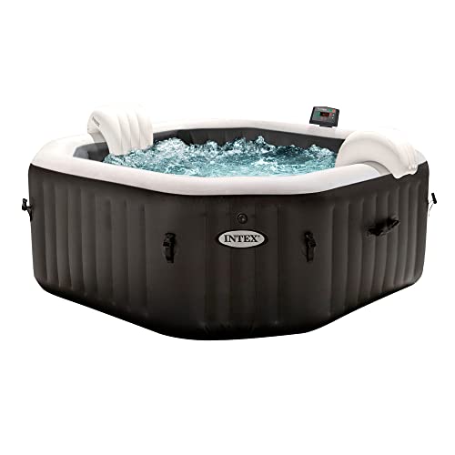 Intex 28458EX - Whirlpool aufblasbar PureSpa Jet&Bubble Deluxe, 4 Personen, 120 Düsen, Heizung, Schwarz, 201x71 cm